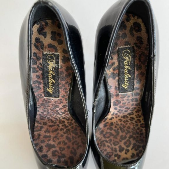 Black Patent Leather Open Toe Heels Size 7 - Picture 4 of 6